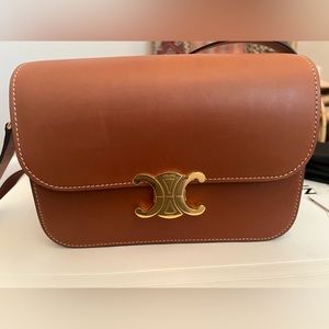 Celine classique Triomphe bag in natural calfskin Tan